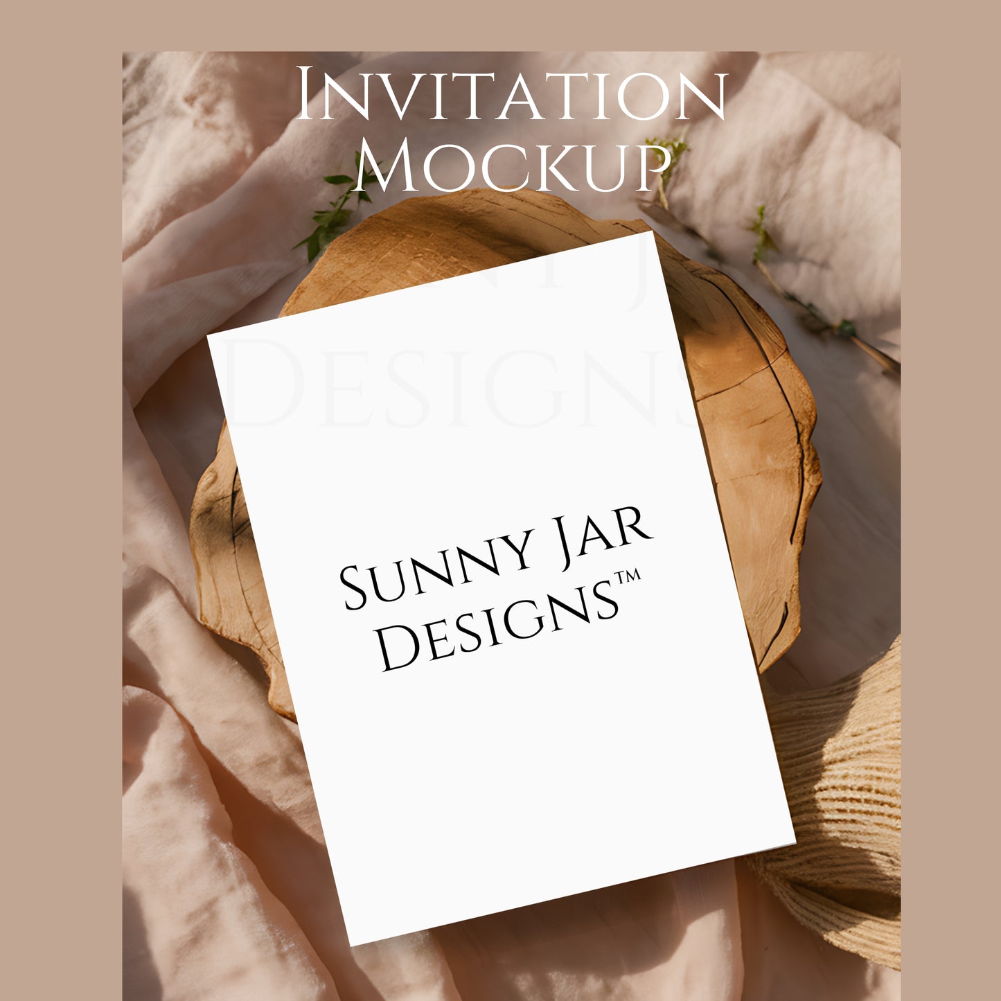 White card with 'Sunny Jar Designs' text on a textured beige background