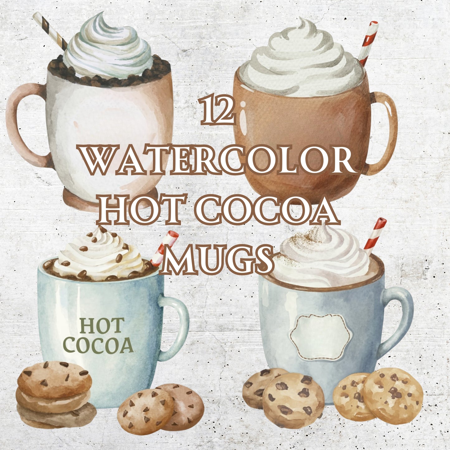 Watercolor Hot Cocoa in a Mug