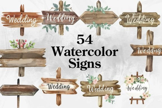 54 Watercolor Wedding Signs