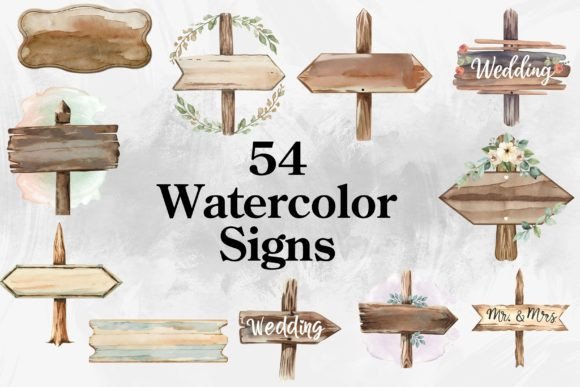 54 Watercolor Wedding Signs