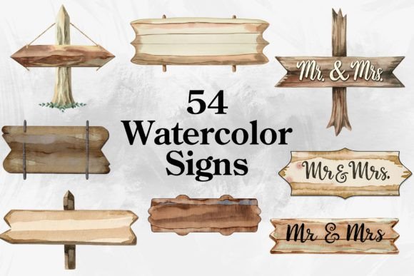 54 Watercolor Wedding Signs