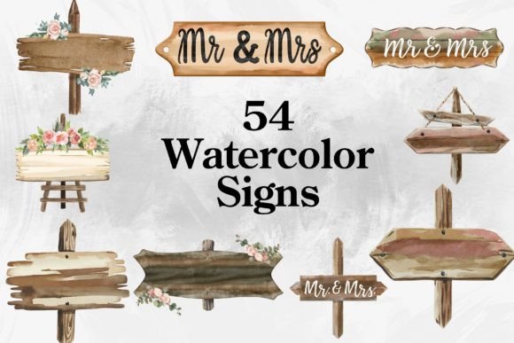 54 Watercolor Wedding Signs