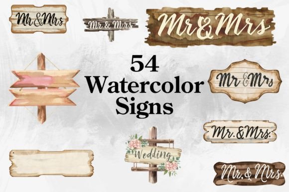 54 Watercolor Wedding Signs