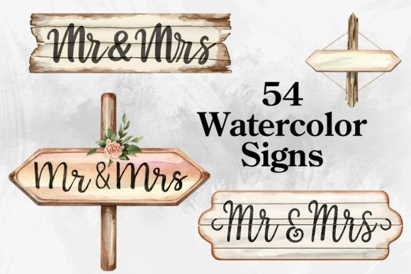 54 Watercolor Wedding Signs