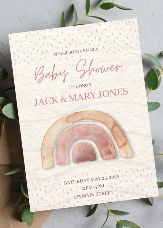 Personalized Boho Baby Shower Invitation | C - Sunny Jar Events™