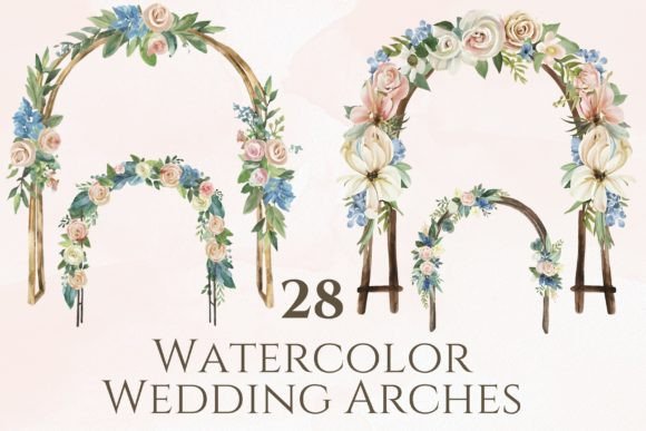 Watercolor Wedding Arches Graphics