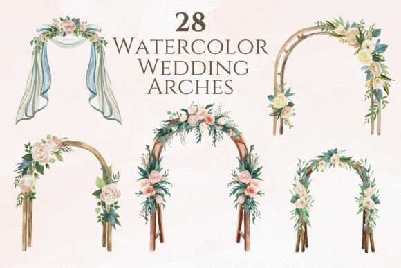 Watercolor Wedding Arches Graphics