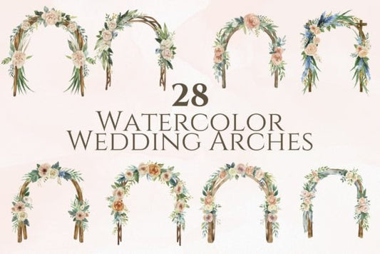 Watercolor Wedding Arches Graphics