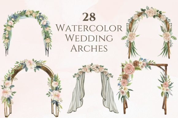 Watercolor Wedding Arches Graphics