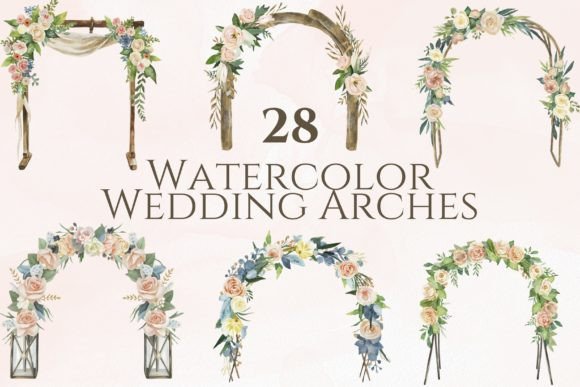 Watercolor Wedding Arches Graphics