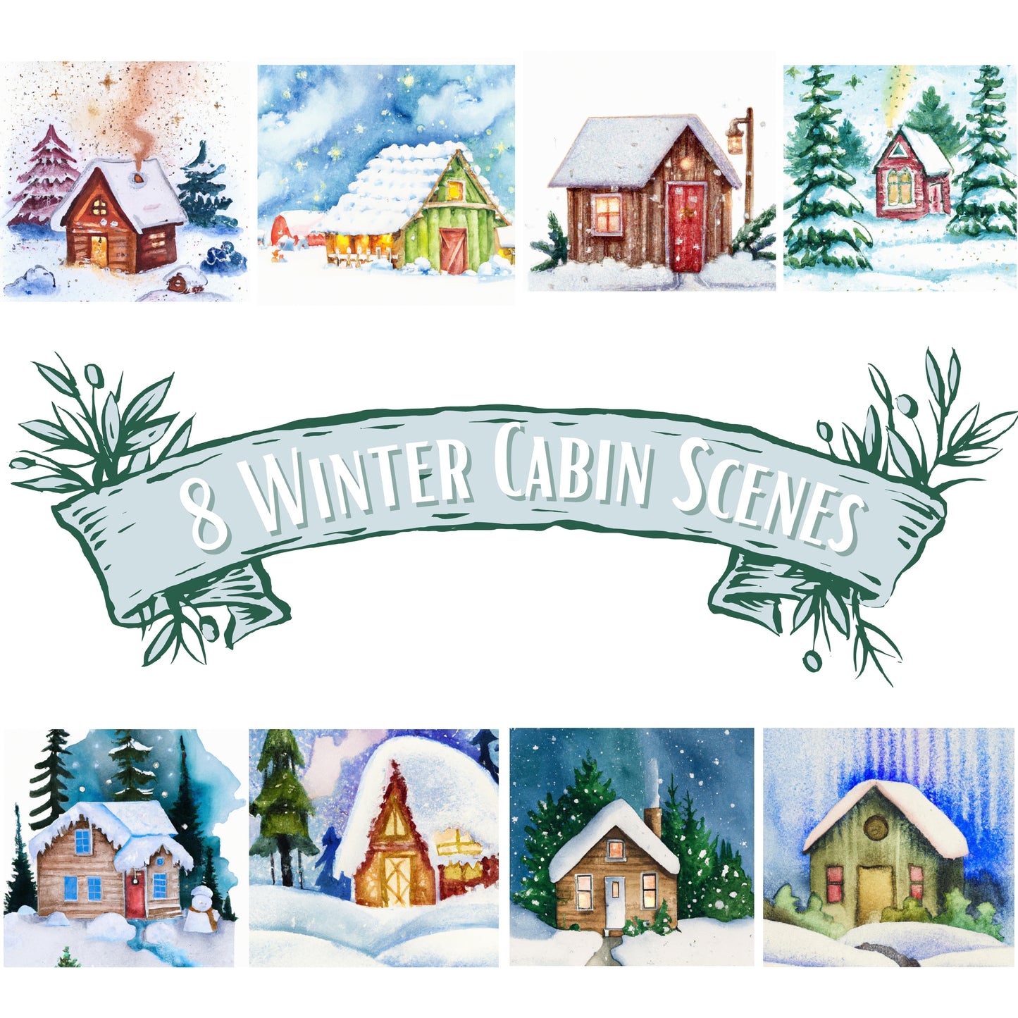 Painted Winter Cabin Scenes
