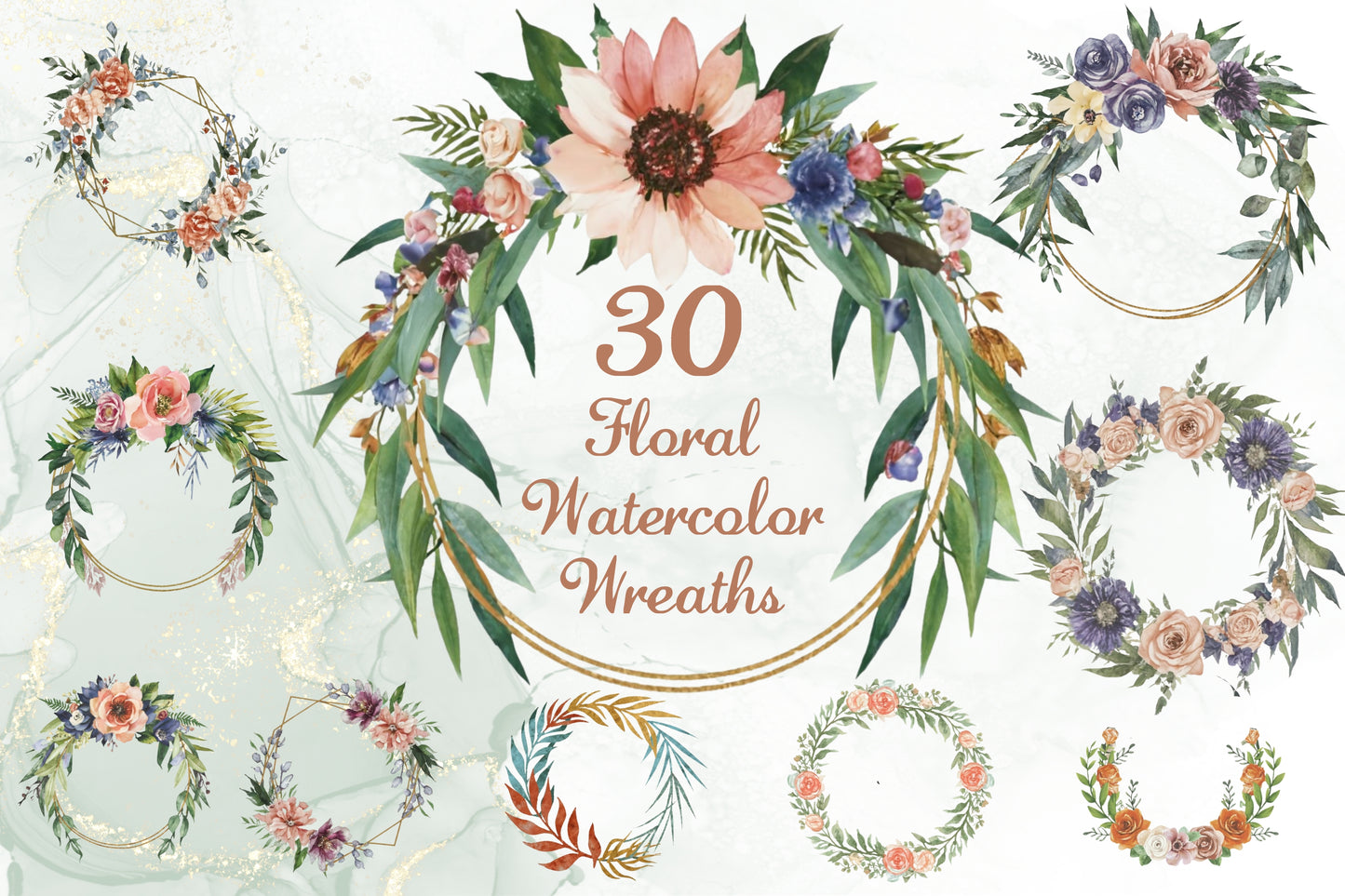 Spring Watercolor Floral Wreaths II