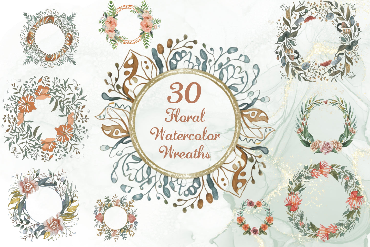 Spring Watercolor Floral Wreaths II