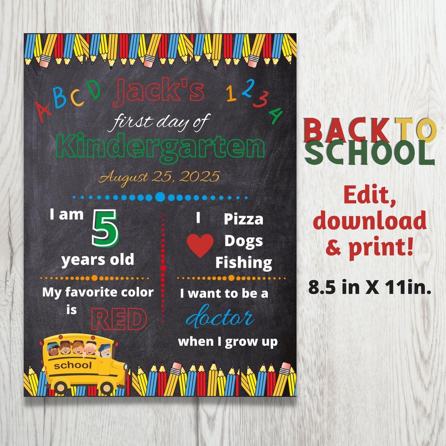 Personalized Back to School Sign
