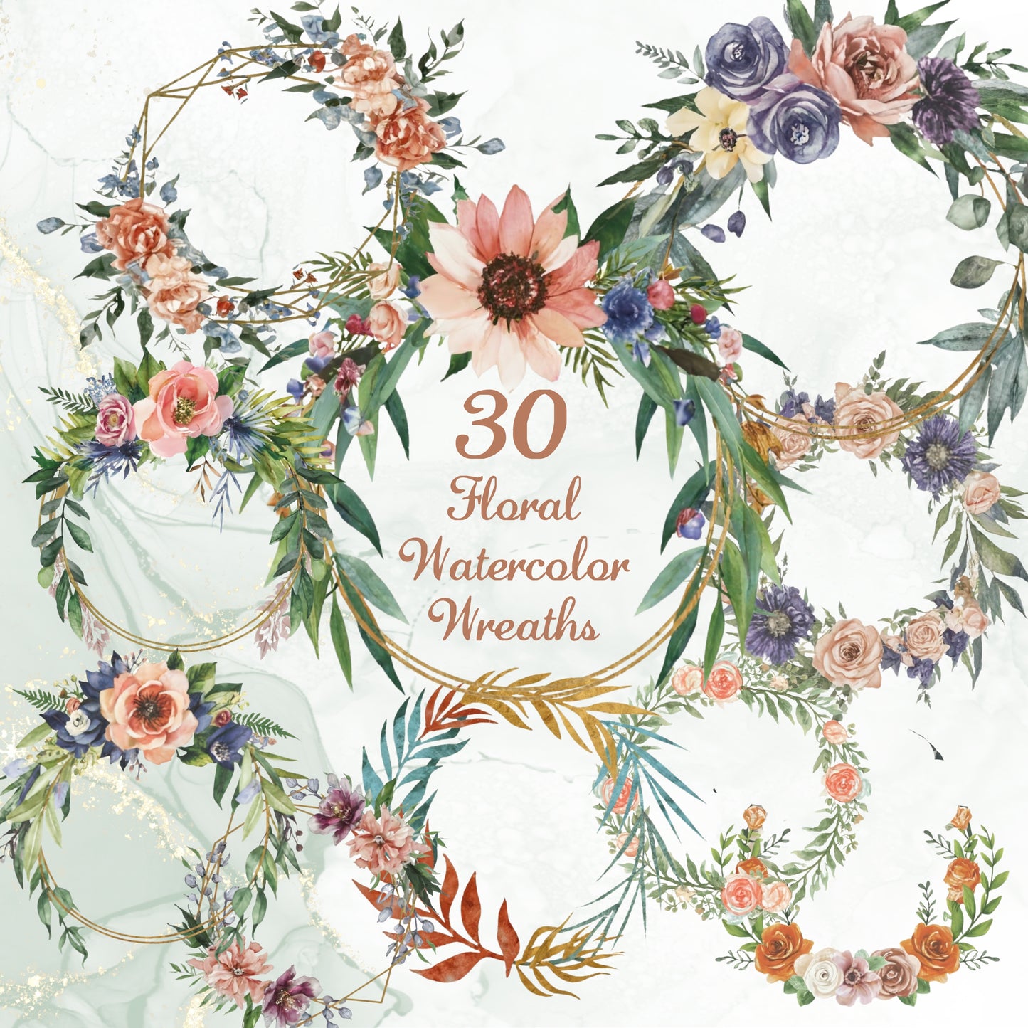 Watercolor Floral Wreaths Spring