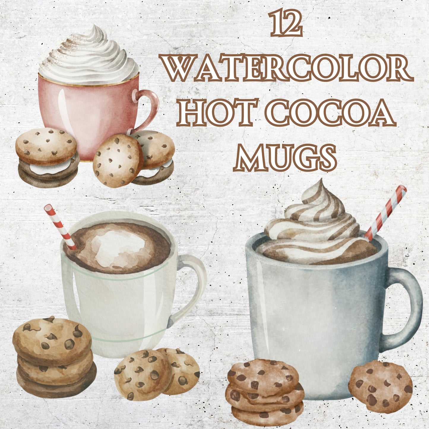 Watercolor Hot Cocoa in a Mug