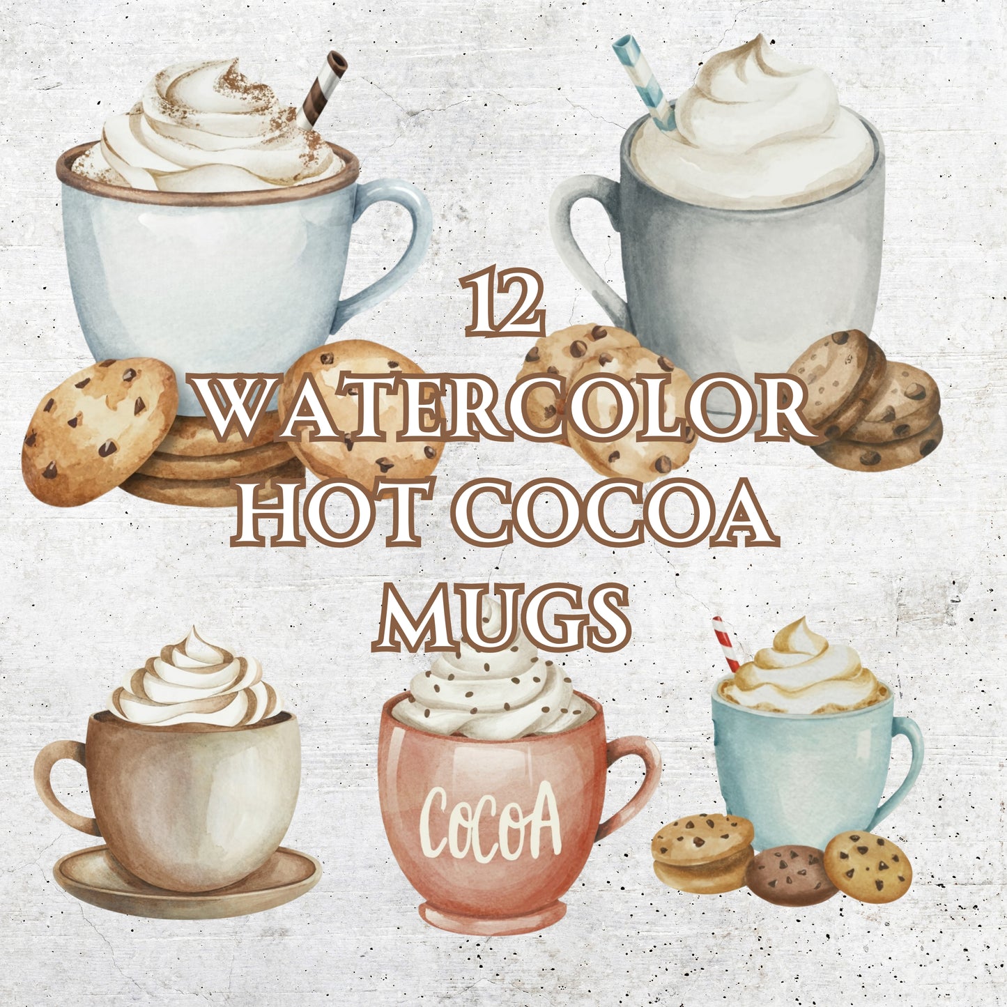 Watercolor Hot Cocoa in a Mug