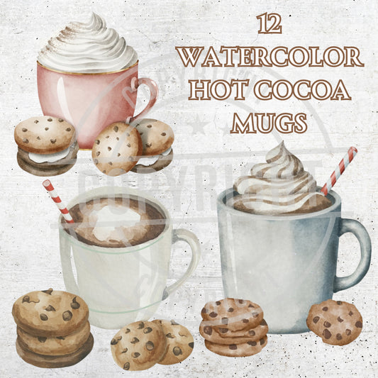 Watercolor Hot Cocoa in a Mug