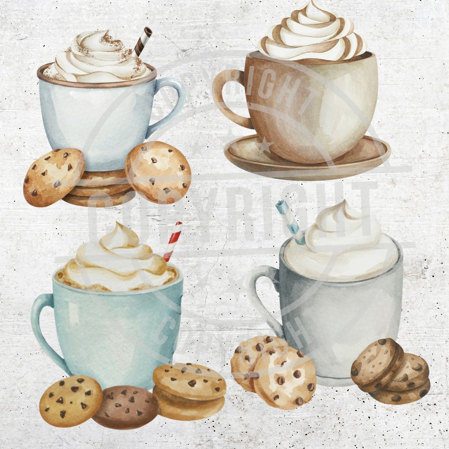 Watercolor Hot Cocoa in a Mug