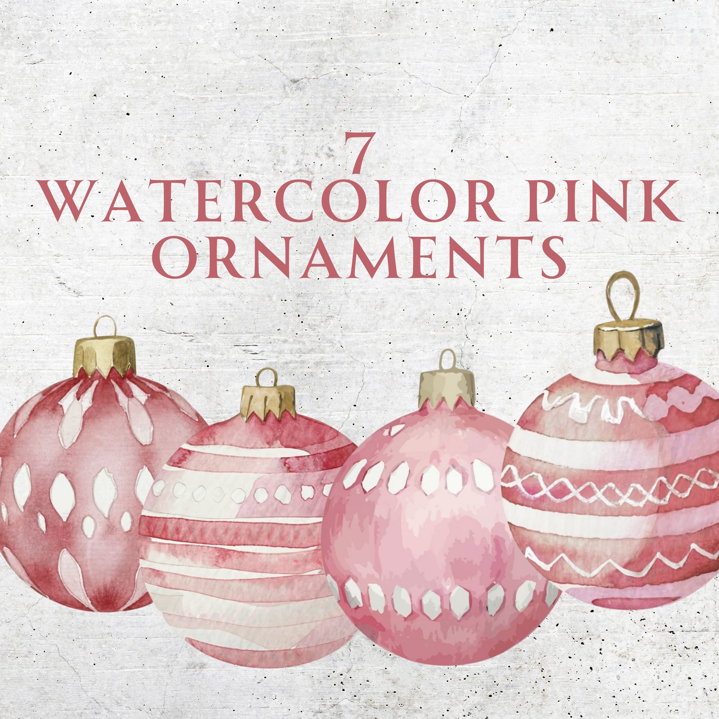 Watercolor Pink Christmas Ornaments