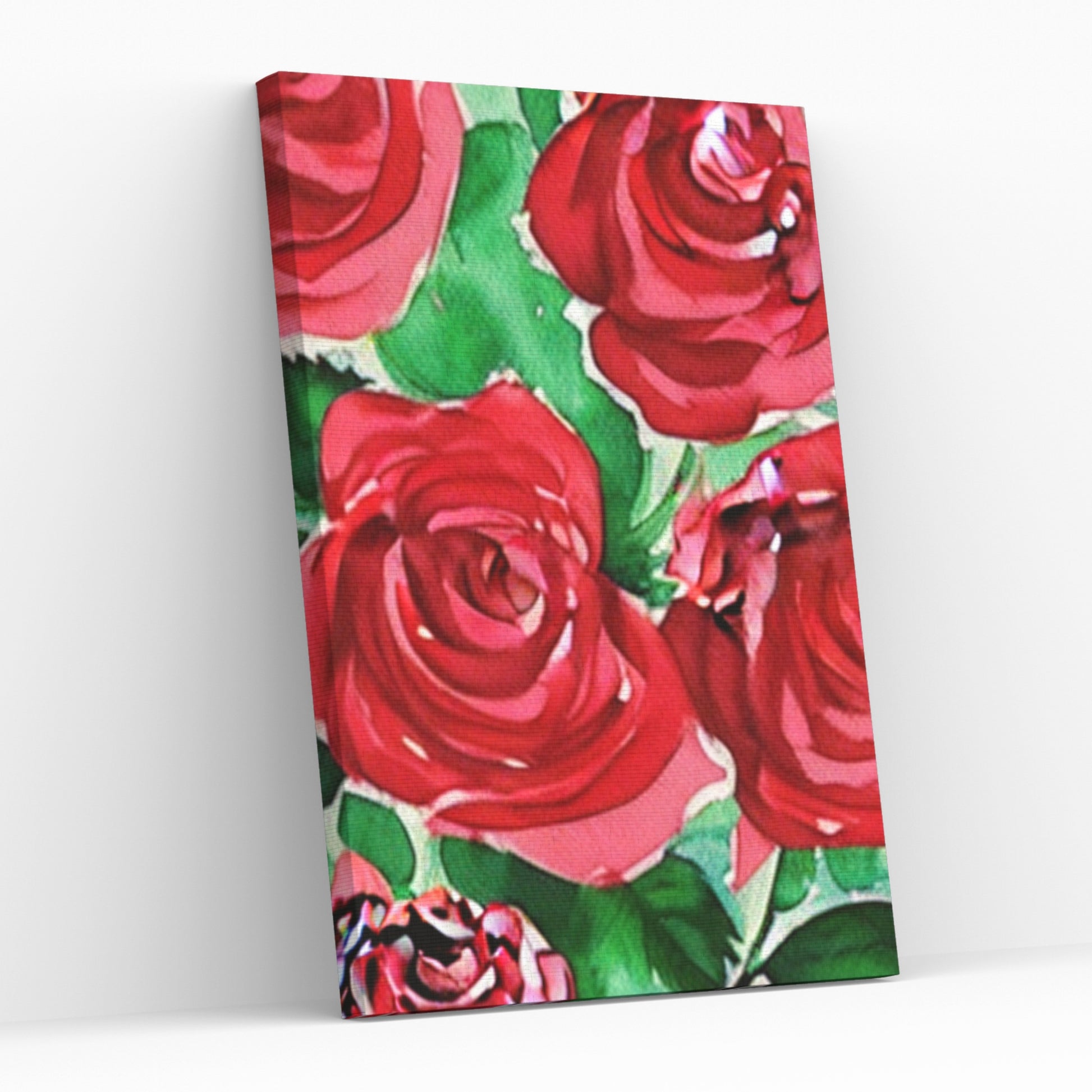 Canvas print with red roses on a white background
