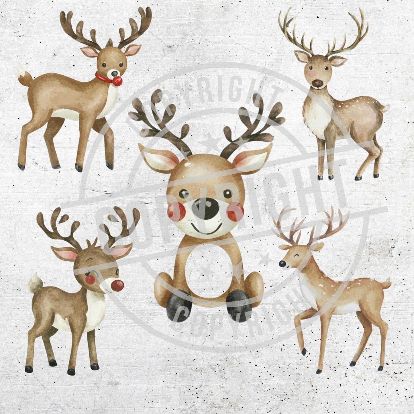 Illustrations of deer on a light background