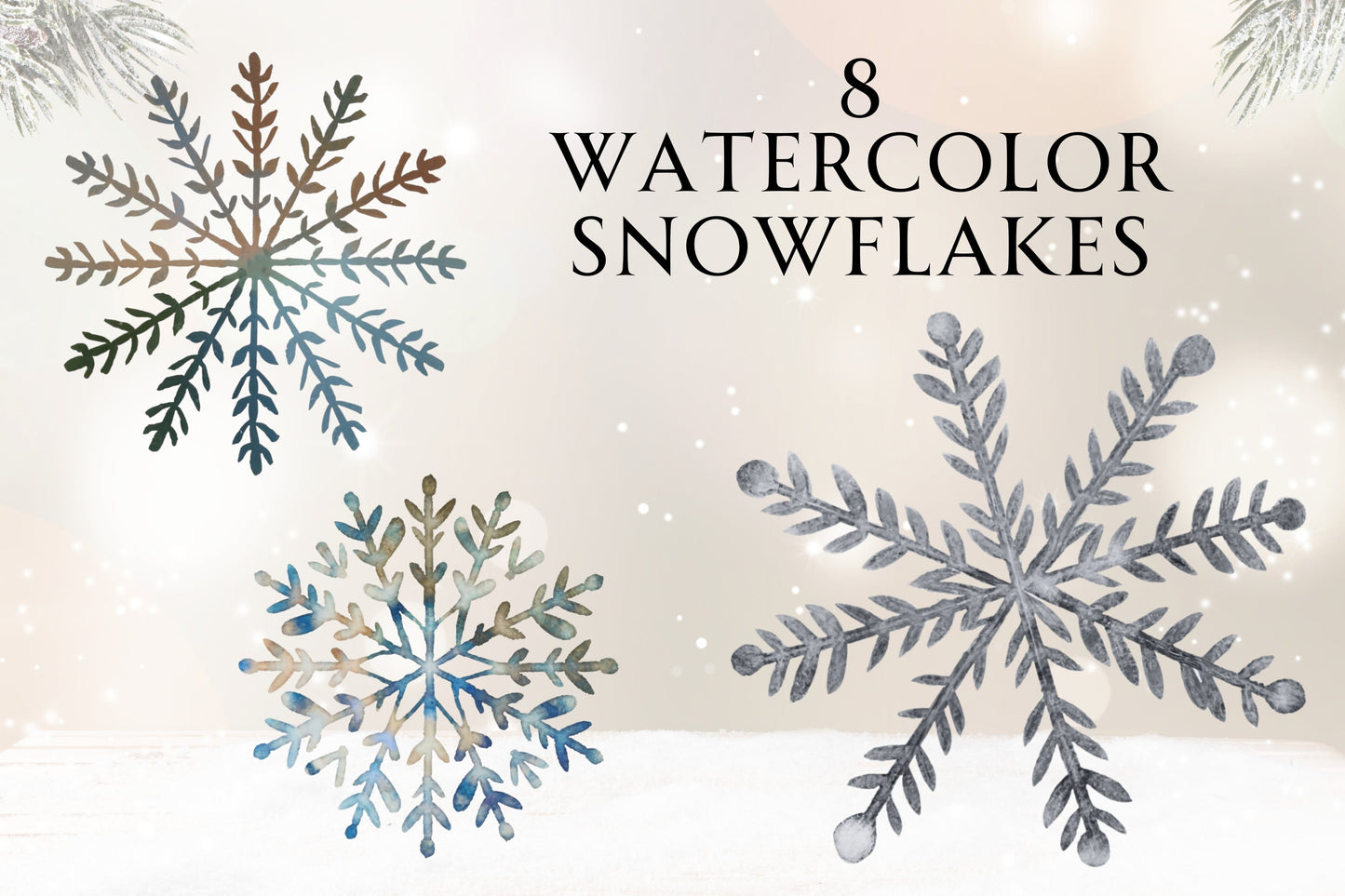 Watercolor Snowflakes Clip Art - Sunny Jar Personalized Designs