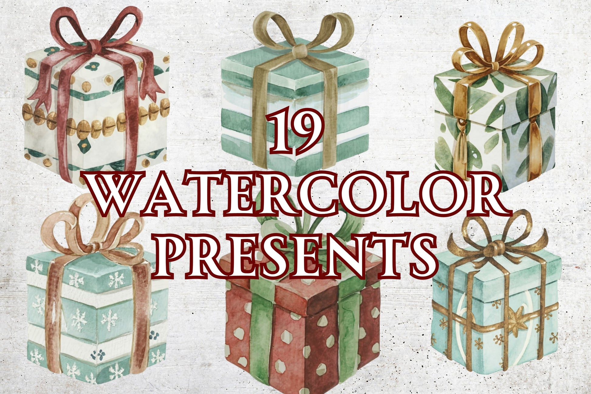 Watercolor Christmas Presents Clip Art - Sunny Jar Personalized Designs