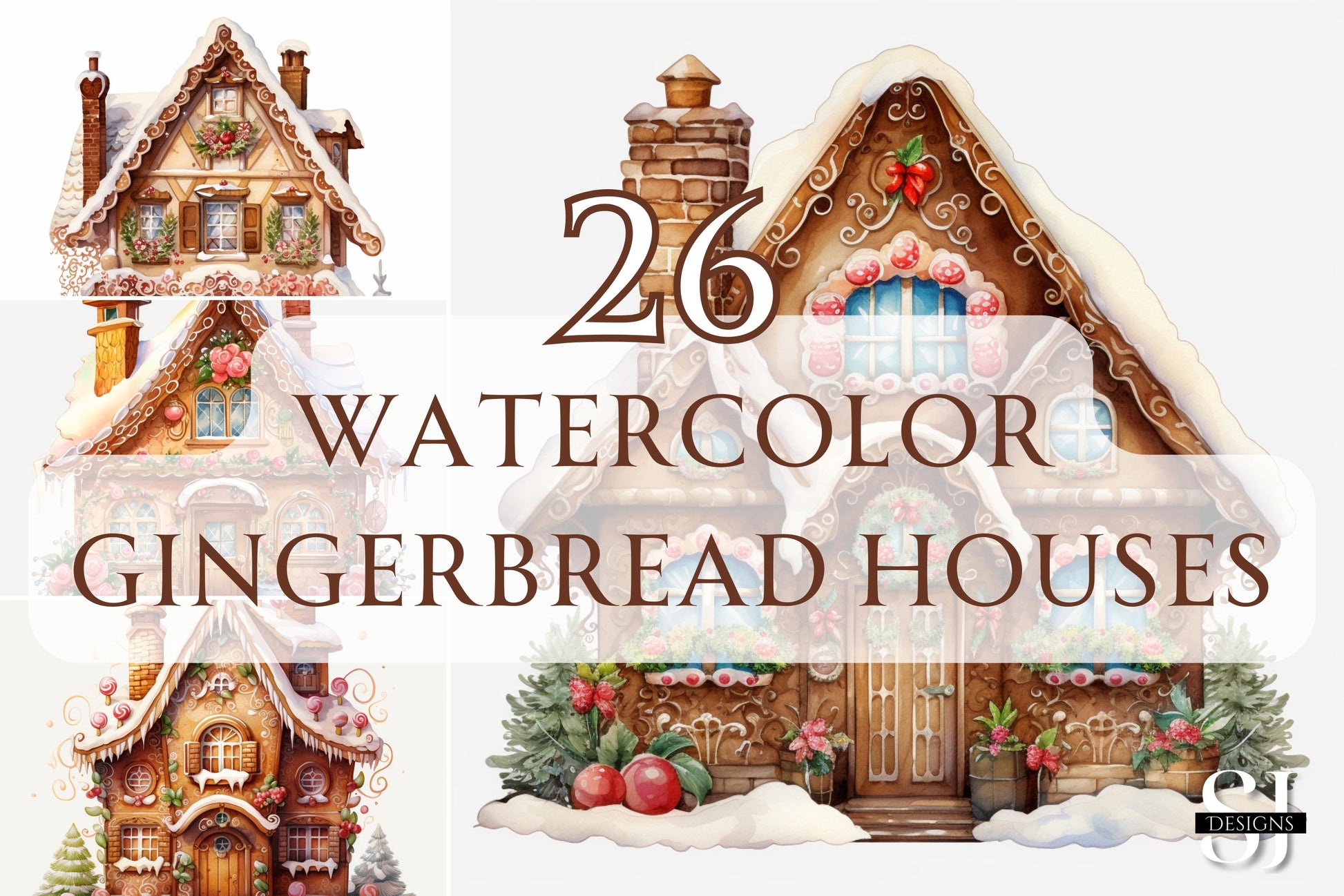 Watercolor Gingerbread Houses - Sunny Jar Personalized Designs