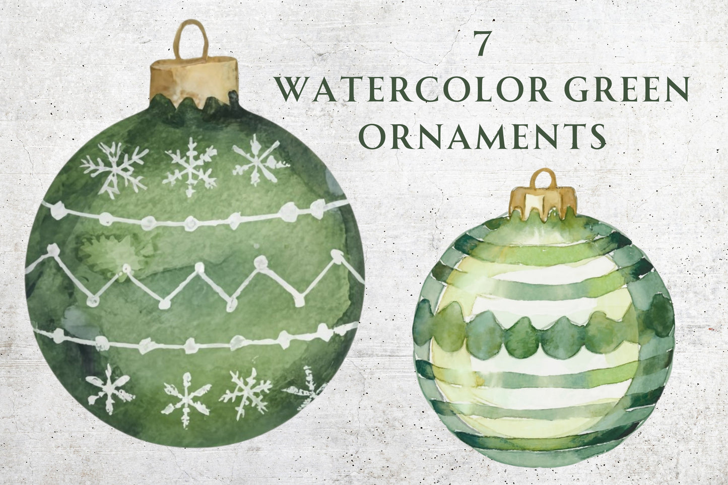 Watercolor Green Ornaments Clip Art - Sunny Jar Personalized Designs