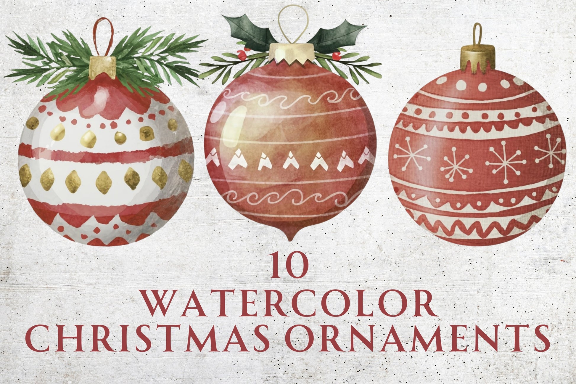 Watercolor Christmas Ornaments Clip Art - Sunny Jar Personalized Designs