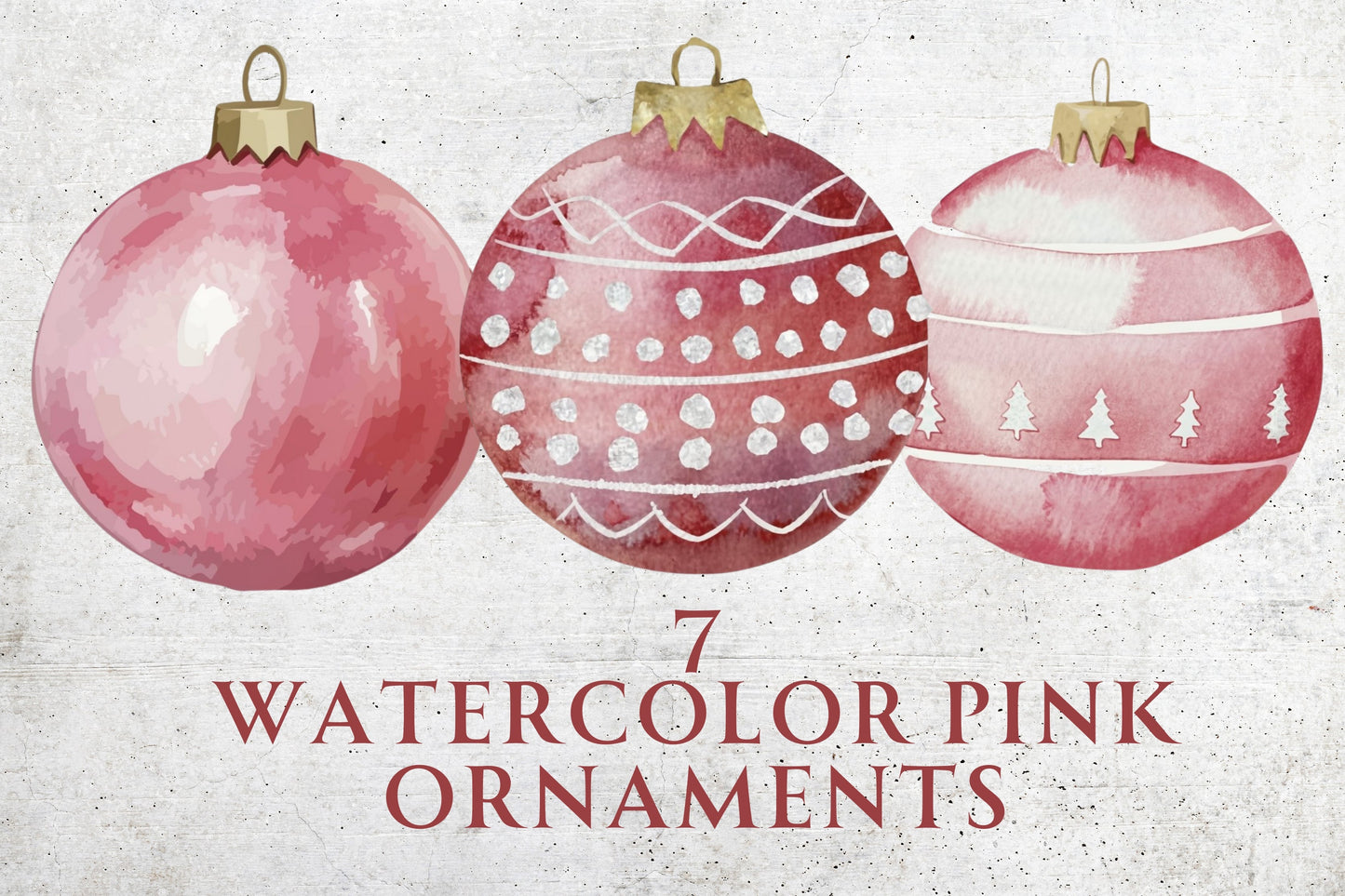 Watercolor Pink Christmas Ornaments - Sunny Jar Personalized Designs