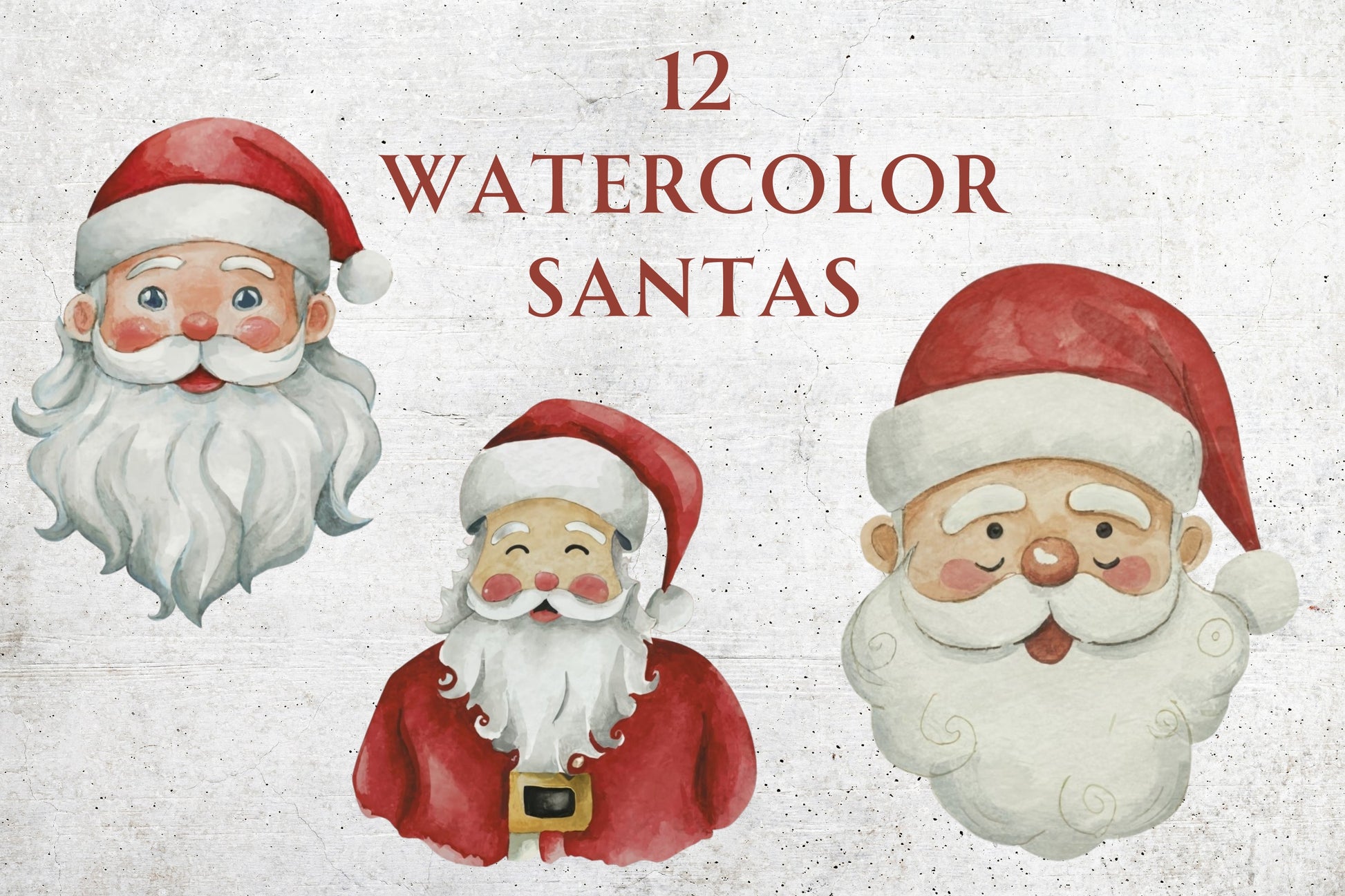 12 Watercolor Santa Clip Art - Sunny Jar Personalized Designs