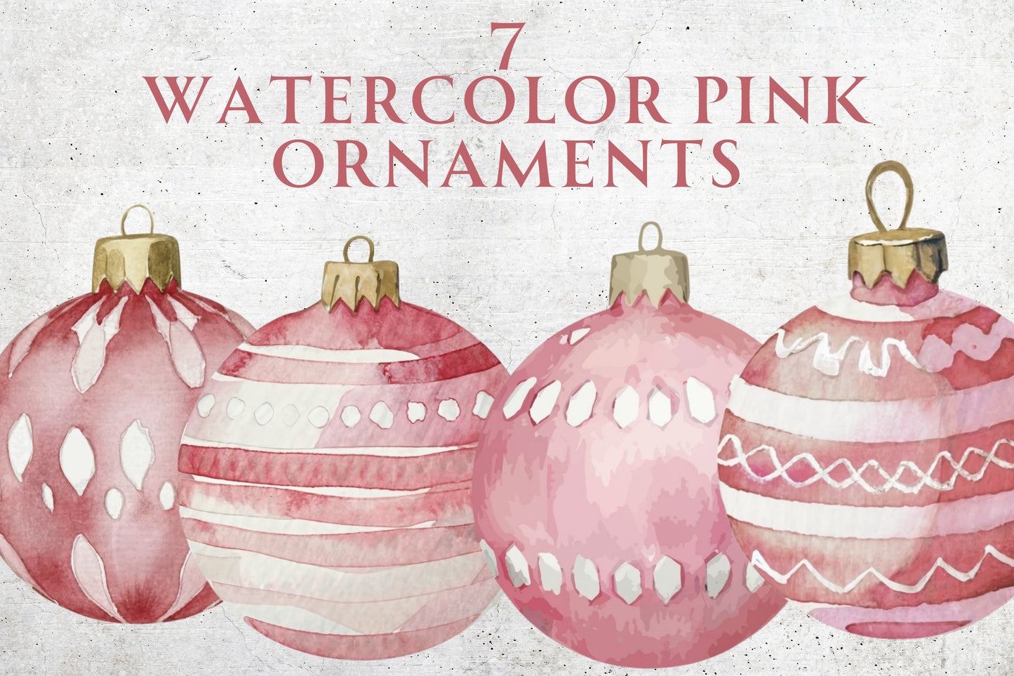 Watercolor Pink Christmas Ornaments - Sunny Jar Personalized Designs