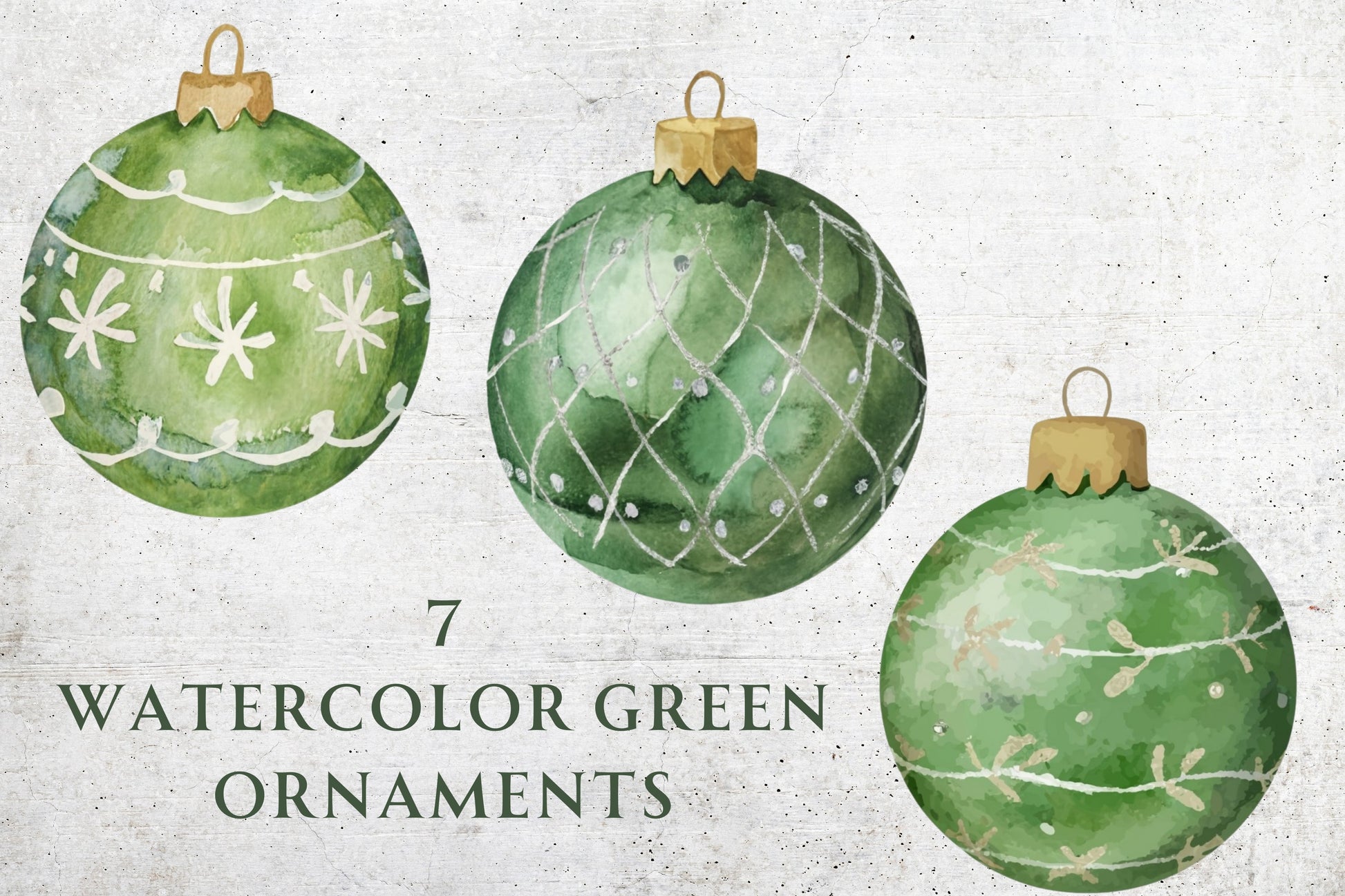 Watercolor Green Ornaments Clip Art - Sunny Jar Personalized Designs