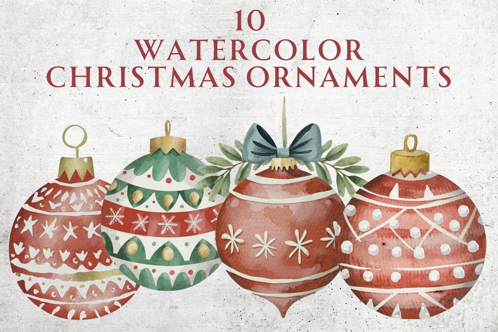 Watercolor Christmas Ornaments Clip Art - Sunny Jar Personalized Designs