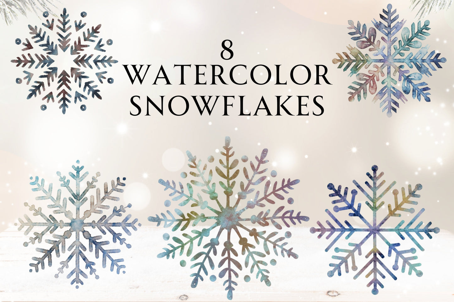 Watercolor Snowflakes Clip Art - Sunny Jar Personalized Designs