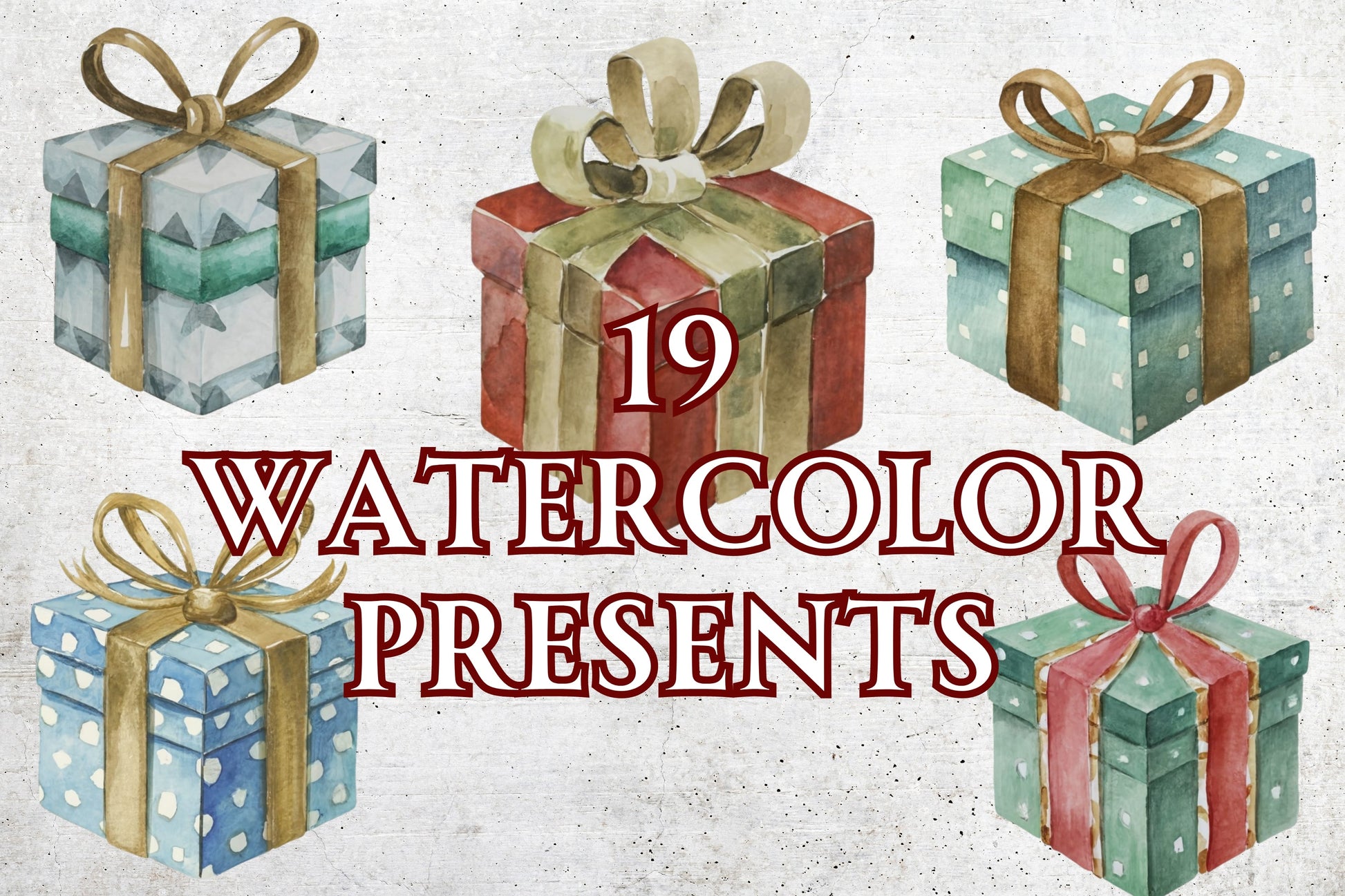 Watercolor Christmas Presents Clip Art - Sunny Jar Personalized Designs