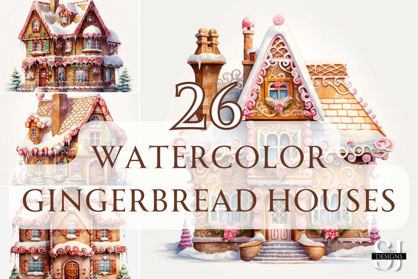 Watercolor Gingerbread Houses - Sunny Jar Personalized Designs