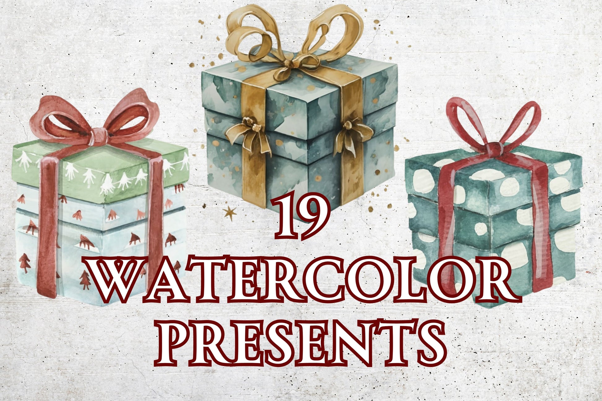 Watercolor Christmas Presents Clip Art - Sunny Jar Personalized Designs