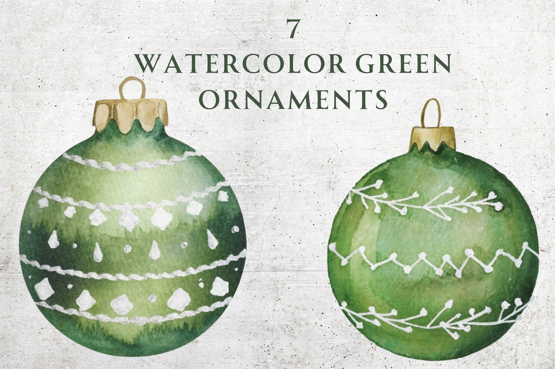 Watercolor Green Ornaments Clip Art - Sunny Jar Personalized Designs