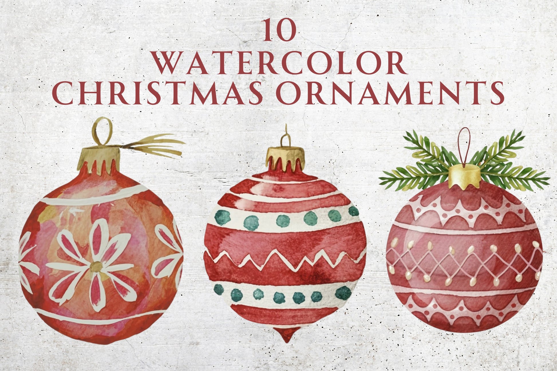 Watercolor Christmas Ornaments Clip Art - Sunny Jar Personalized Designs