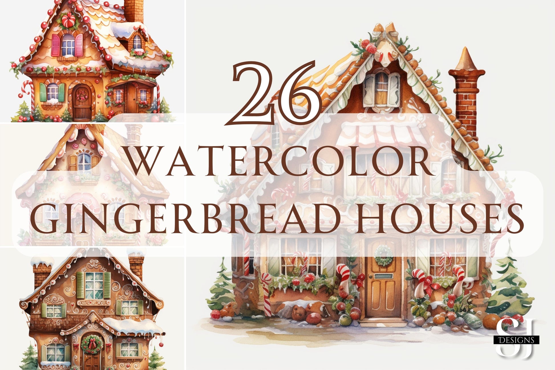 Watercolor Gingerbread Houses - Sunny Jar Personalized Designs