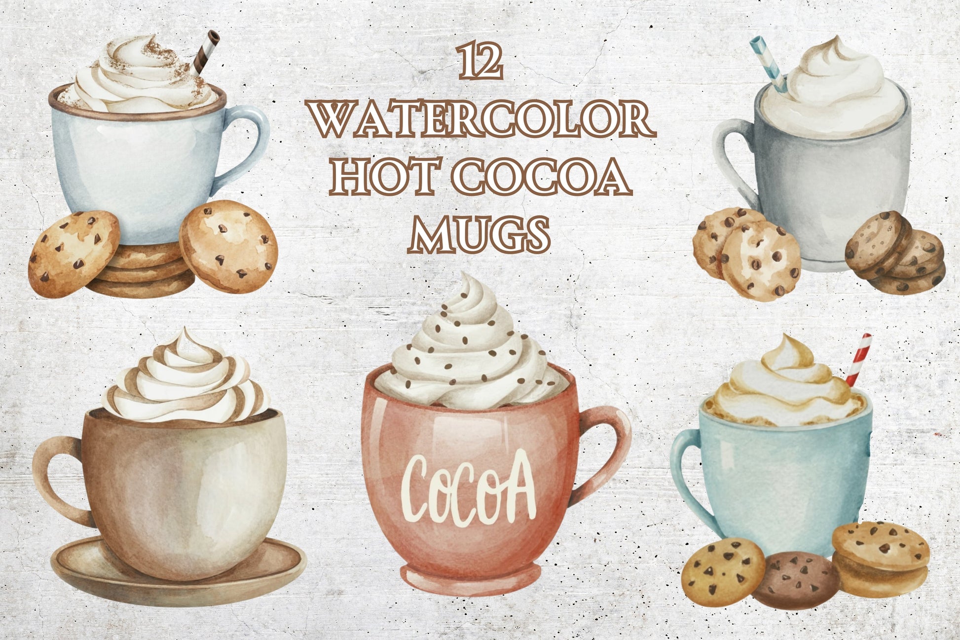 Watercolor Hot Cocoa in a Mug - Sunny Jar Personalized Designs