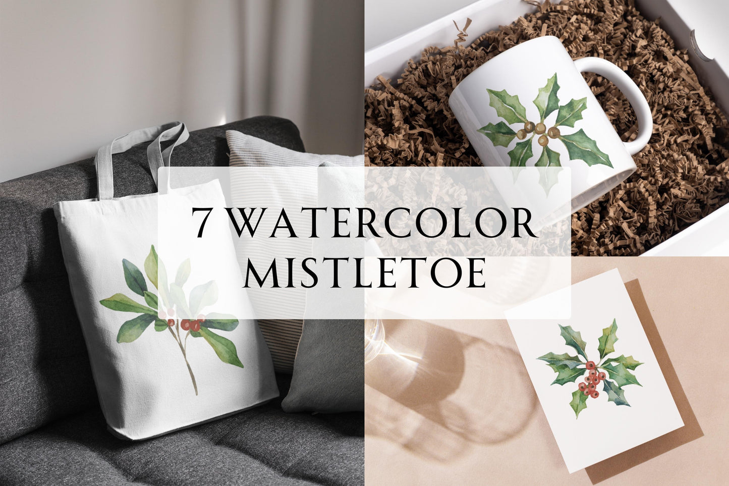 Watercolor Mistletoe Clip Art - Sunny Jar Personalized Designs