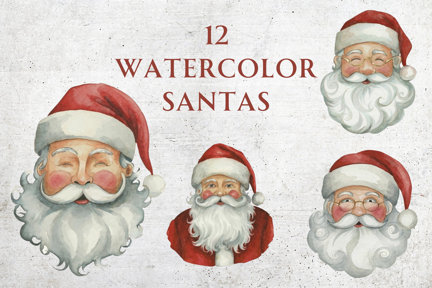 12 Watercolor Santa Clip Art - Sunny Jar Personalized Designs