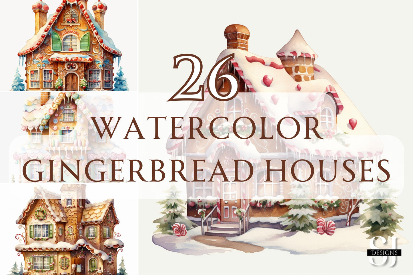 Watercolor Gingerbread Houses - Sunny Jar Personalized Designs