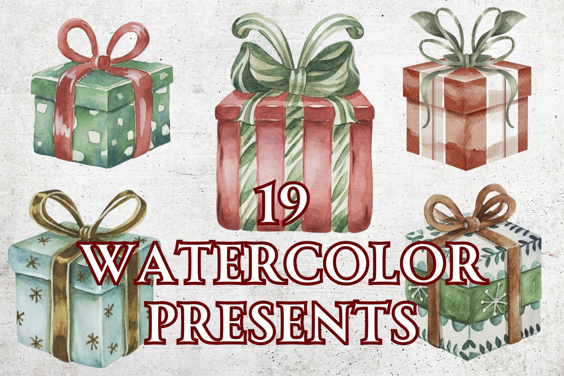 Watercolor Christmas Presents Clip Art - Sunny Jar Personalized Designs