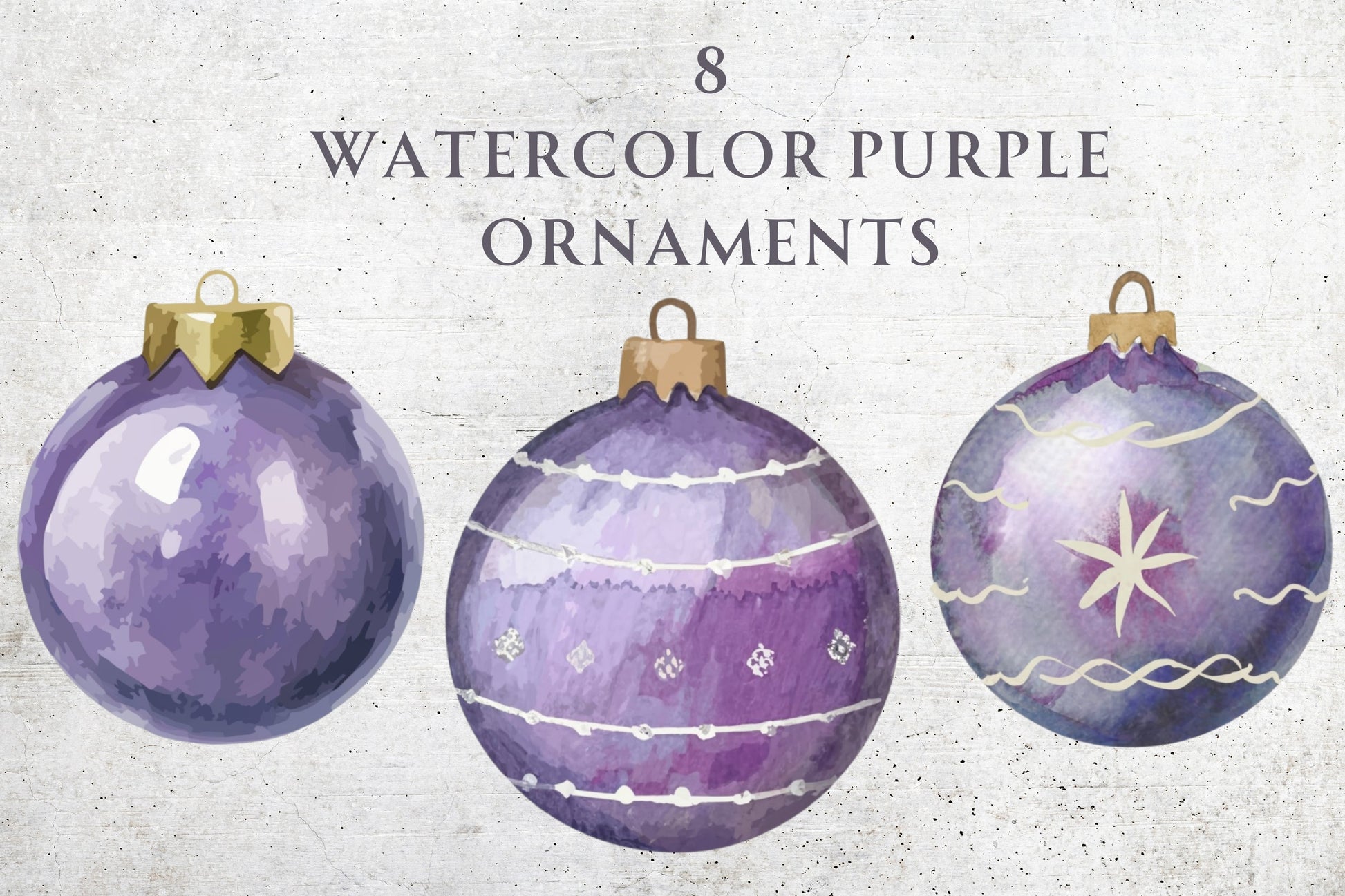 Watercolor Purple Christmas Ornaments - Sunny Jar Personalized Designs