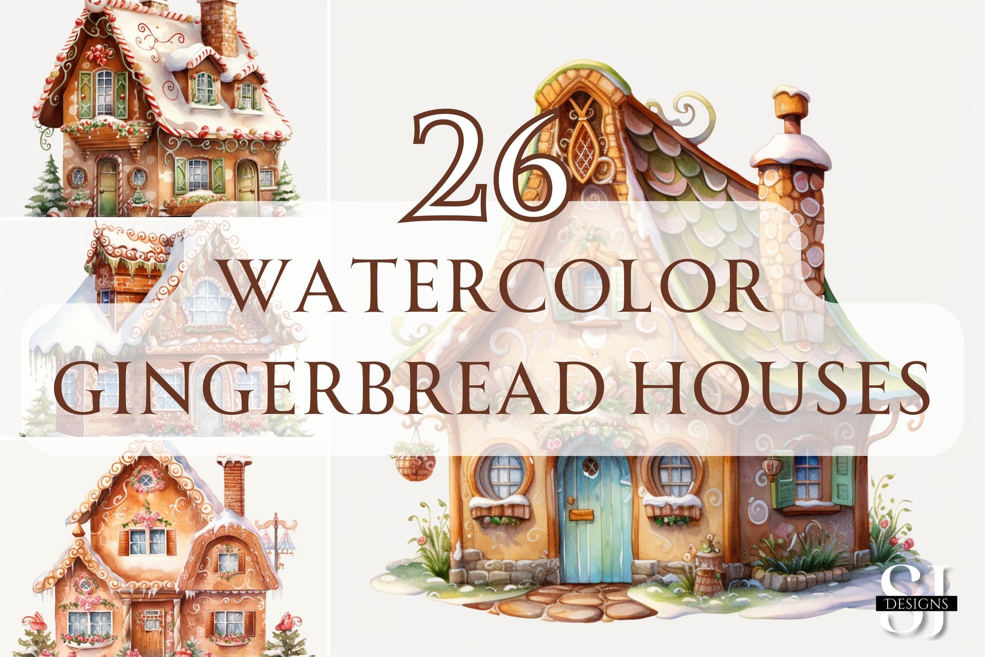 Watercolor Gingerbread Houses - Sunny Jar Personalized Designs